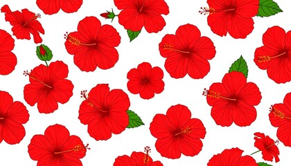 Red hibiscus flowers pattern