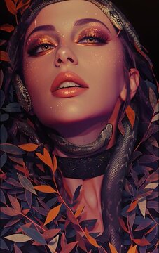 beautiful woman with snakes