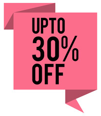 up to 30 percent savings tag, exclusive offer banner, promotional button vector