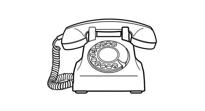 Vintage rotary dial telephone vector illustration for old phone communication and technology design icon 100