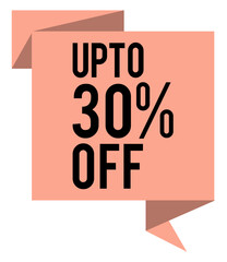 claim up to 30 percent off, sale announcement banner, price reduction vector