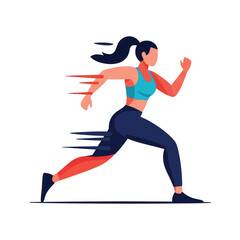 Vector art of fit woman running with motion blur effect