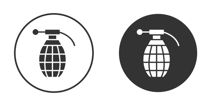 Hand grenade icons pack. vector glyph flat icons