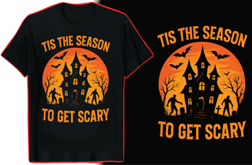 Halloween Ghost Spooky Scary T-Shirt Design EPS