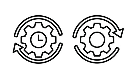Obraz premium Clock and Gear Icon with Circular Arrows