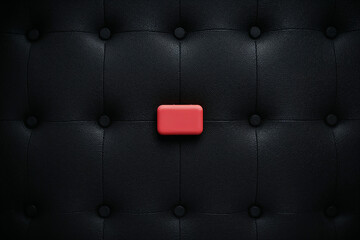 Naklejka premium Small Red Rectangular Object Placed on Black Tufted Leather Surface rectangle centered