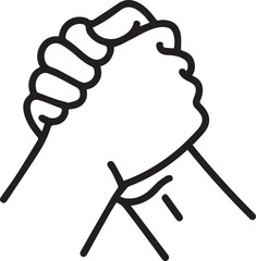 Black and White Line Drawing of Two Hands in a Friendly Grip