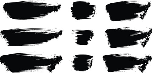 Black brush strokes vector set for design and illustration