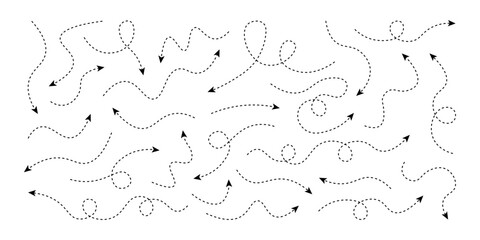 Long squiggle dashed line arrow set