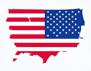USA Flag Map Outline