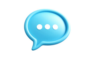 3 D blue speech bubble with three black dots isolated on a transparent background chat message
