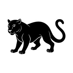 Silhouette a crouching panther with accents on animal