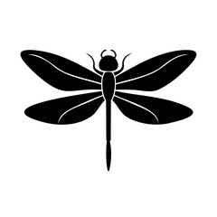 Silhouette a dragonfly with outstretched wings in motion insect flying