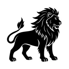 Silhouette a majestic lion in profile on a animal mammal