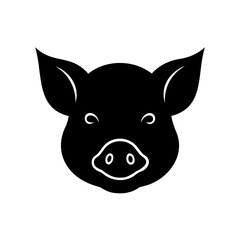 Silhouette a pig head with a snout ears animal