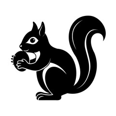 Silhouette a squirrel holding a nut on a animal rodent
