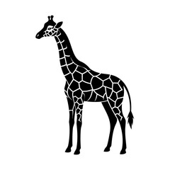 Fototapeta premium Silhouette a standing giraffe with geometric pattern animal