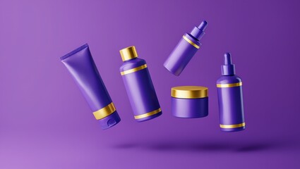 Obraz premium Mockup of purple cosmetic tube with gold accent
