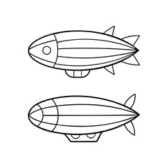 Set of airship line art vector illustration