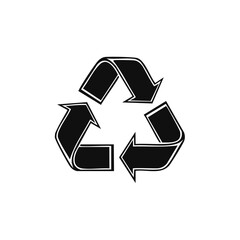 Obraz premium Black recycling symbol with arrows on a white background, graphic illustration