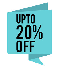 up to 20 percent savings tag, exclusive offer banner, promotional button vector