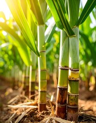 Fototapeta premium Sugarcane stalks in a field