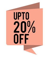 up to 20% off promotion banner, discount offer tag, limited time sale vector