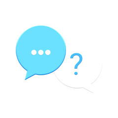 Blue and White Chat Question Icon PNG – Message Bubble with Typing and Help Symbol