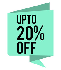 product price up to 20% reduction tag, modern vector graphic
