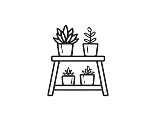 Decorative plant stand icon with sleek minimal elegant vector outline