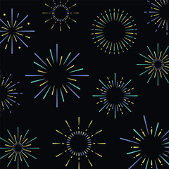 Background of beautiful fireworks in flat design