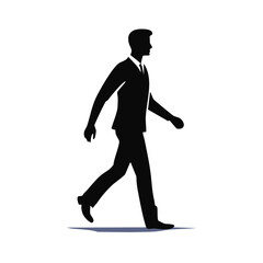 Obraz premium Black silhouette of a professional man walking forward in a business suit