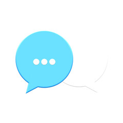 Blue and White Chat Bubble Icon PNG – Typing Message Symbol Graphic