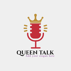 royal queen travel and talk chat logo design vector