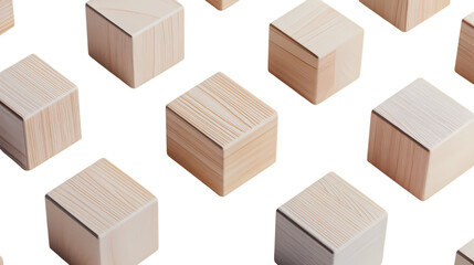 Wooden Cubes Arranged isolated on transparent background
