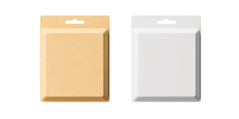 Beige and white packaging for beauty products on a white background. Mock up. 3d rendering