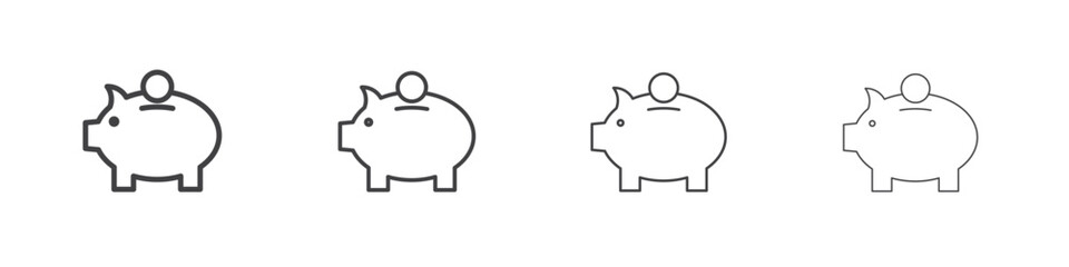 Piggy bank icon outlines - vector simple illustration