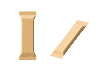 Craft snack packaging on a white background. Mock up. 3d rendering