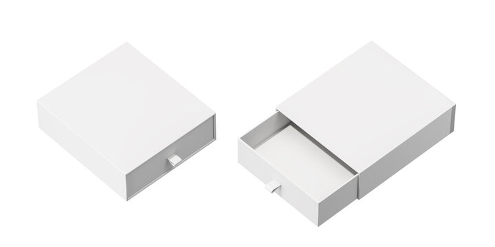 The white gift packaging is closed and open. Mock up. 3d rendering