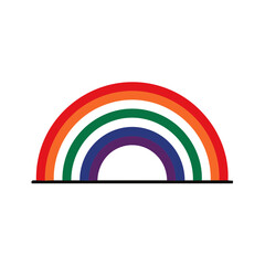 Obraz premium Minimalist vibrant five-color rainbow arc graphic illustration. Bright multicolored striped arch icon.
