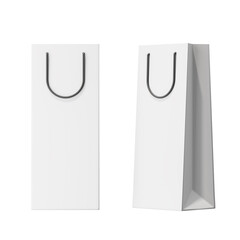 A long white paper gift bag on a white background. Mock up. 3d rendering