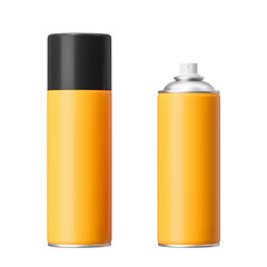 A yellow balloon with spray paint and a black lid on a white background. Mock up. 3d rendering