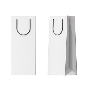 A long white paper gift bag on a white background. Mock up. 3d rendering