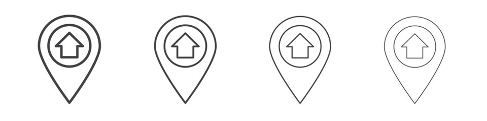 Home location icon outlines - vector simple illustration