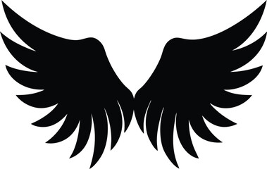 Fototapeta premium black silhouette angel wings on white background.eps