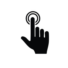 Hand Finger Pressing Round Button Symbol Concept for Technology or Interface Usage
