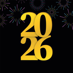 2026 New Year Celebration Happy New Year logo text design. 2026 number design template. Happy New Year card, cover, poster. Vector illustration 