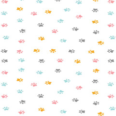 Seamless Paw Print Background.Seamless Paw Print Background. Pets Cat and Dog Seamless Animal Paw Print Theme Background. seamless minimal cute, sweet, pastel animal pet dog foot print paw.