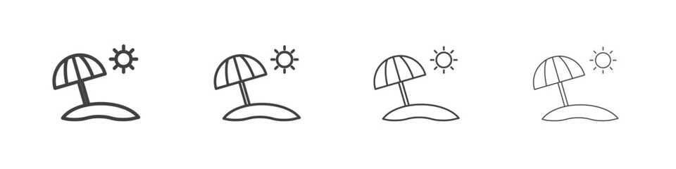 Beach icon outlines - vector simple illustration