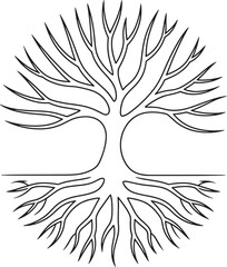Tree of Life Silhouette Vector Illustration Symbolizing Growth, Strength, and Interconnectedness in Nature